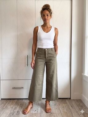 Olive high-waisted wide-leg pants size 12